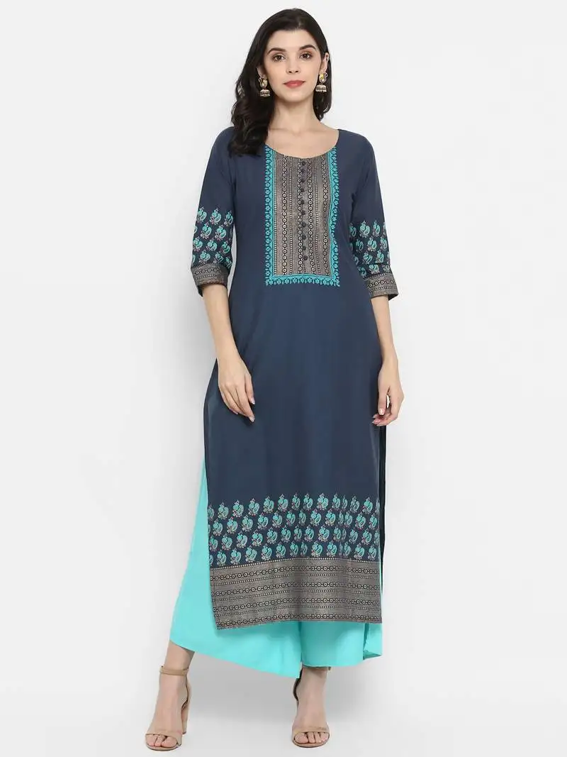 G collection grey printed cotton cotton-kurtis