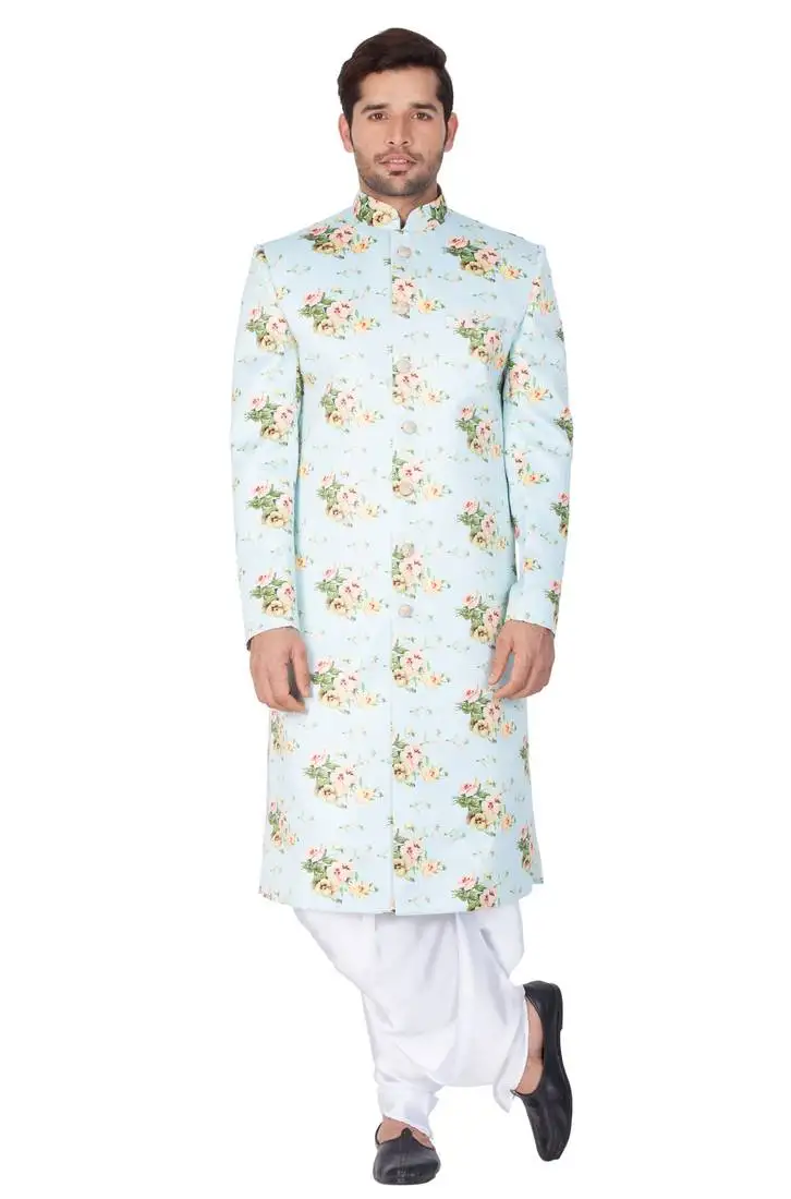 Multicolor plain blended cotton sherwani