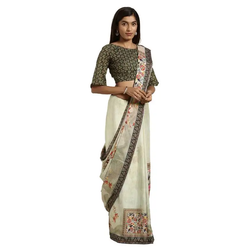 Multicolor printed georgette saree with blouse