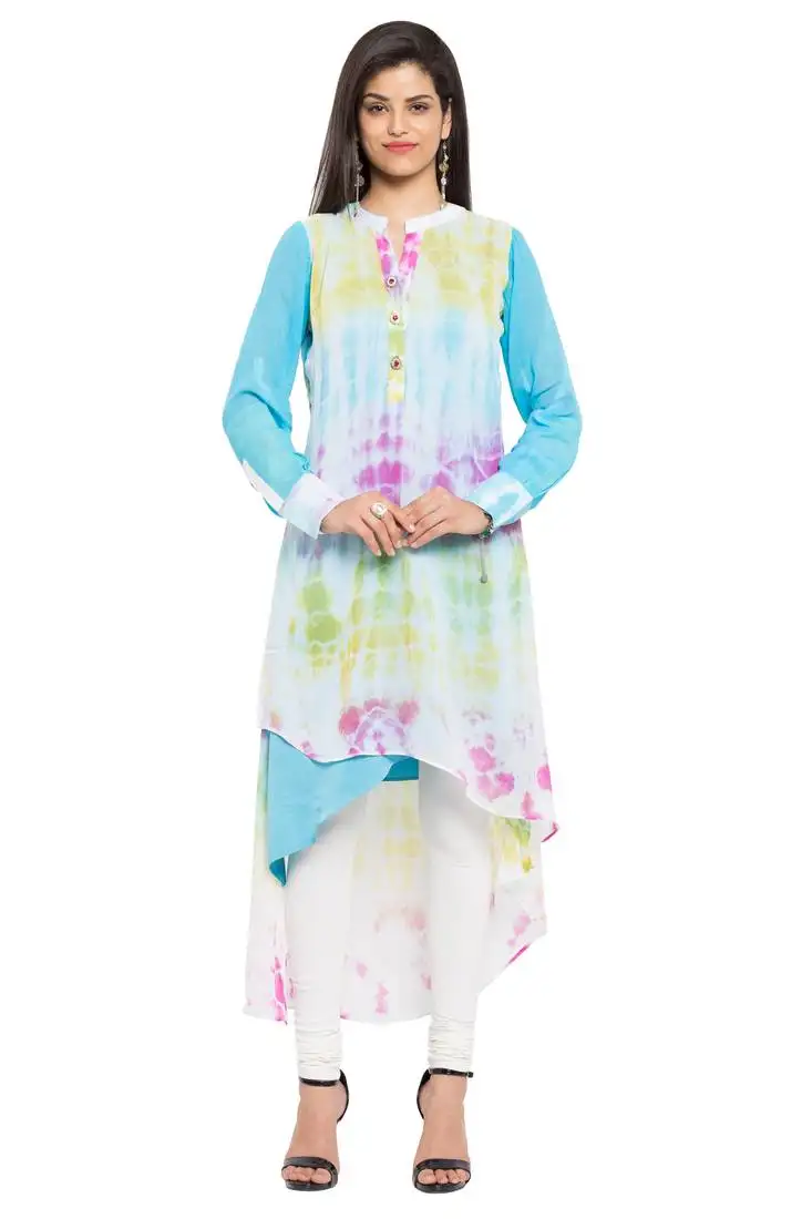 Multicolor printed georgette party wear kurti