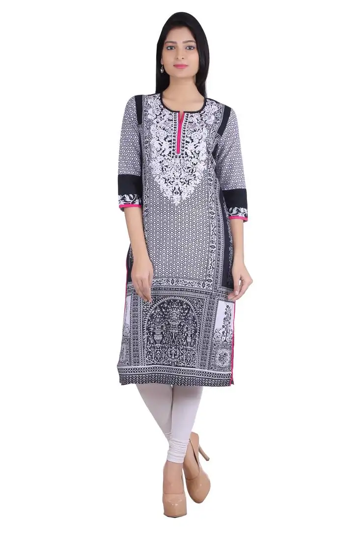 Geroo jaipur black embroidered cotton kurtas-and-kurtis