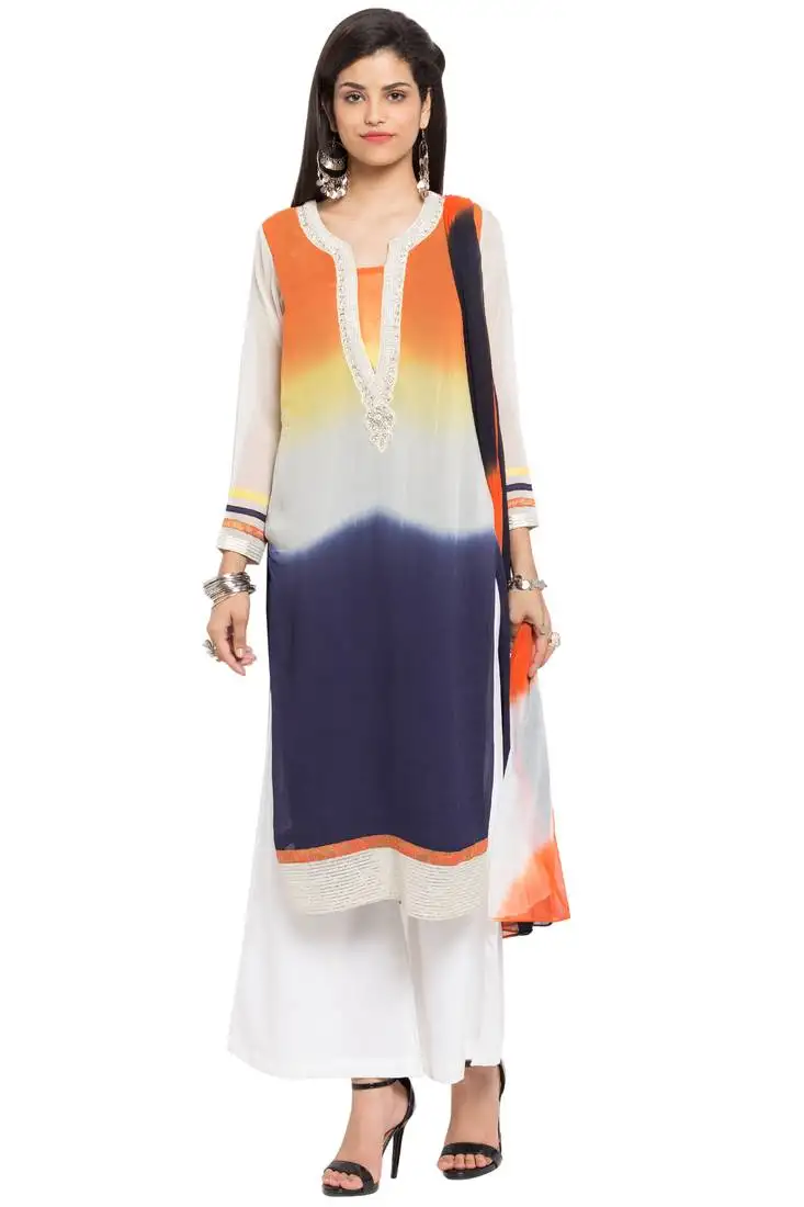 Multicolor embroidered georgette salwar stitched