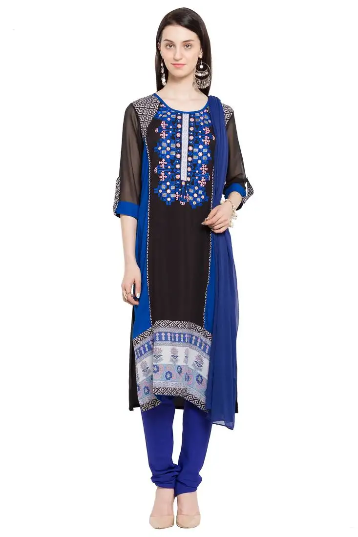 Black embroidered cotton salwar stitched