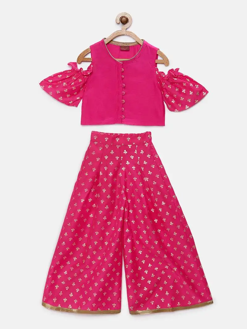 Pink printed polyester kids-tops