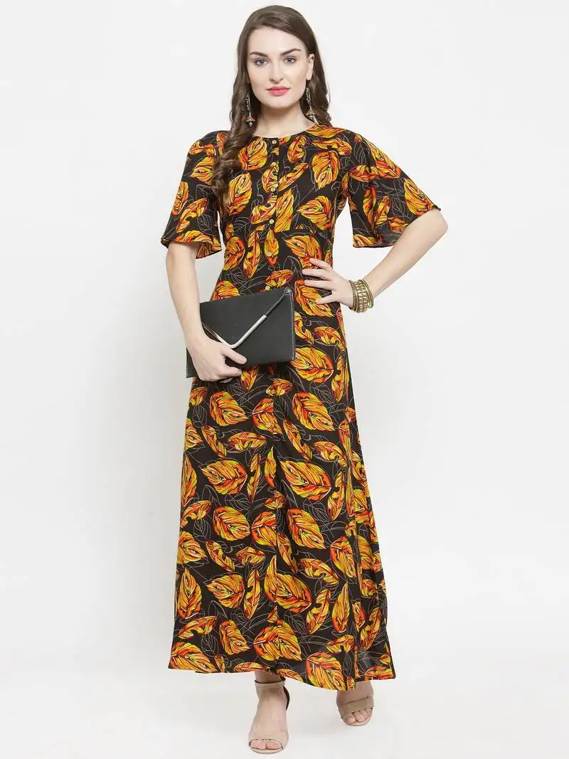 Indibelle black woven rayon kurtas-and-kurtis