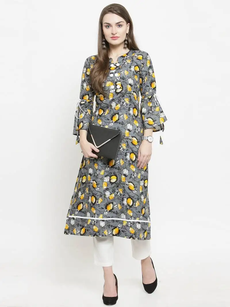 Indibelle yellow woven rayon kurtas-and-kurtis