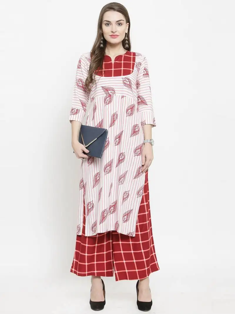 Indibelle maroon woven rayon kurtas-and-kurtis