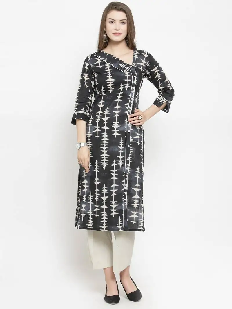Indibelle black woven cotton kurtas-and-kurtis