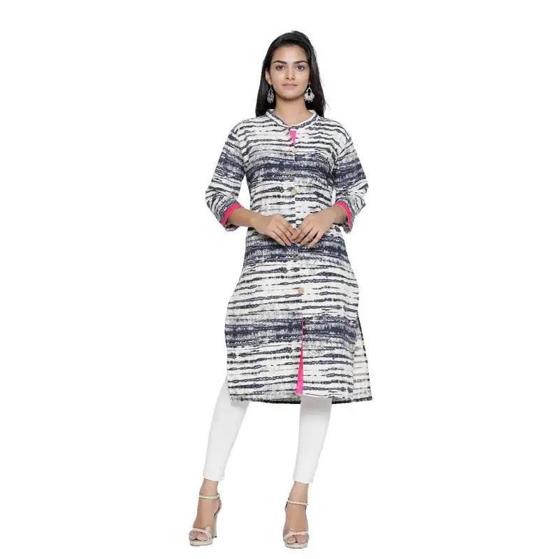 Off-white printed cotton cotton-kurtis