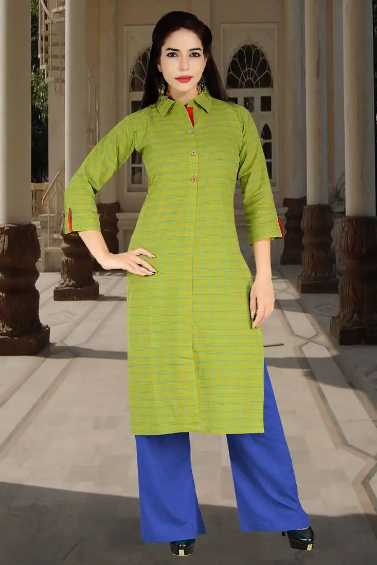 Green printed cotton kurtis