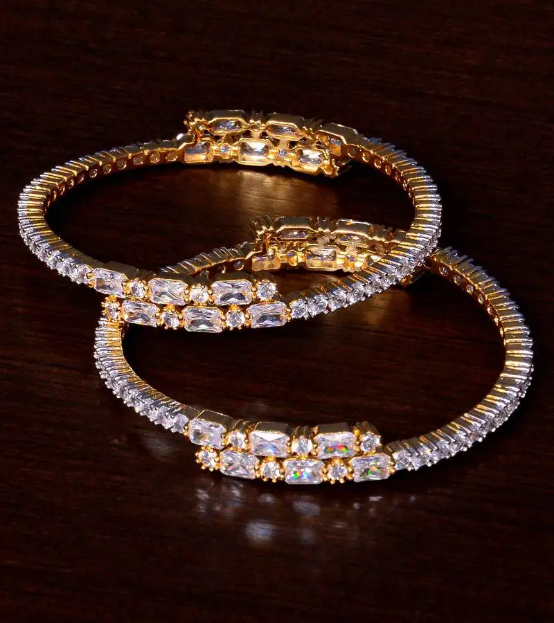 White gold plated aaa cz stone embellished designer bangles bd402
