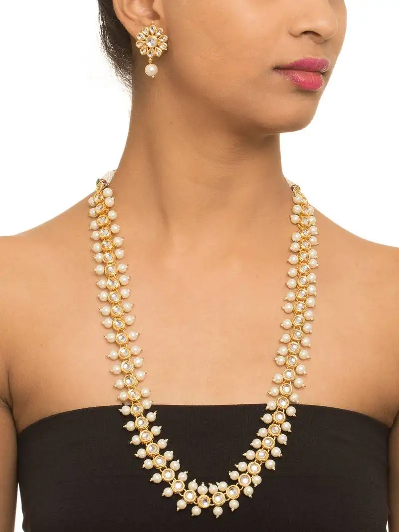 Pearl kundan necklace set