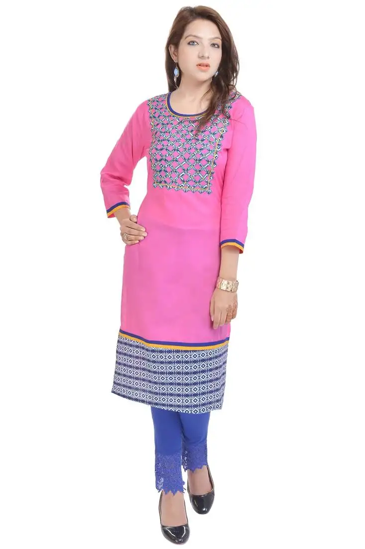 Geroo jaipur pink printed cotton kurtas-and-kurtis