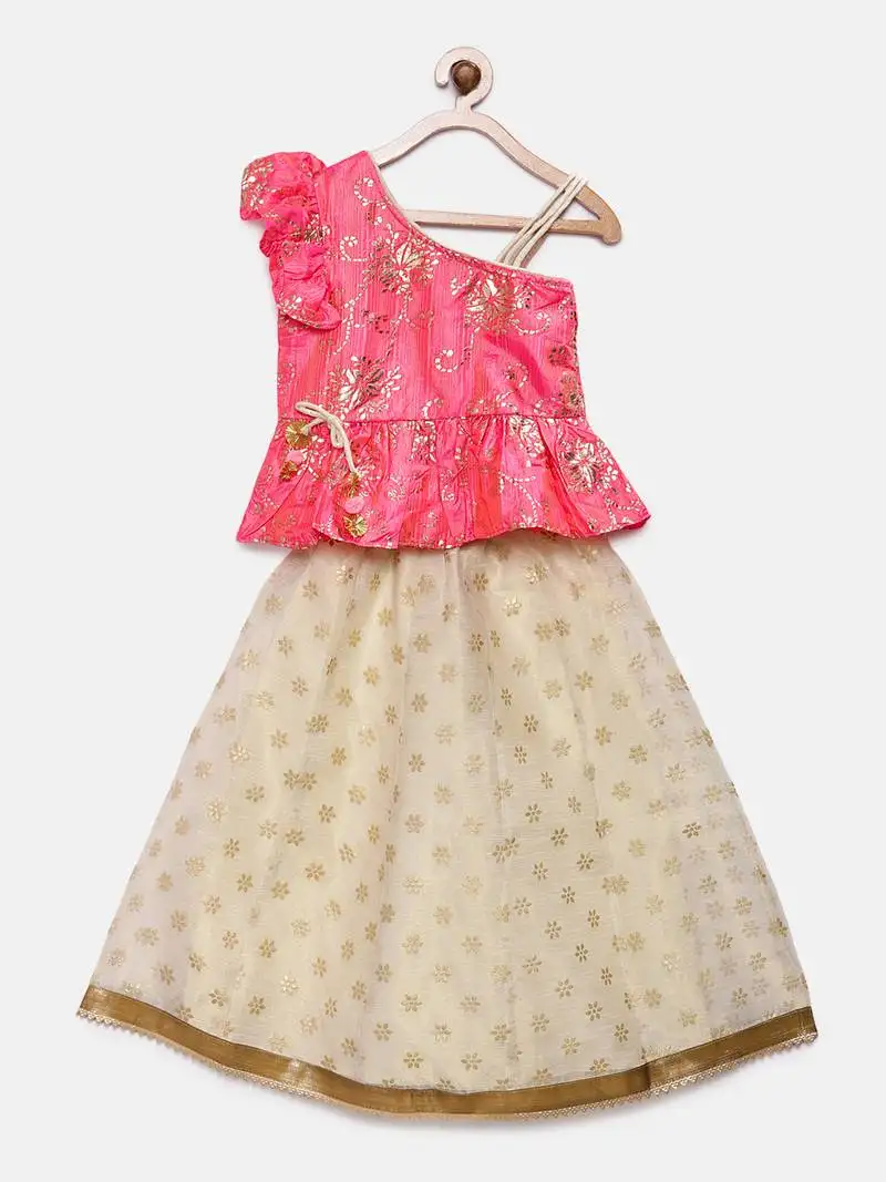 Purple woven polyester girls-top-bottom