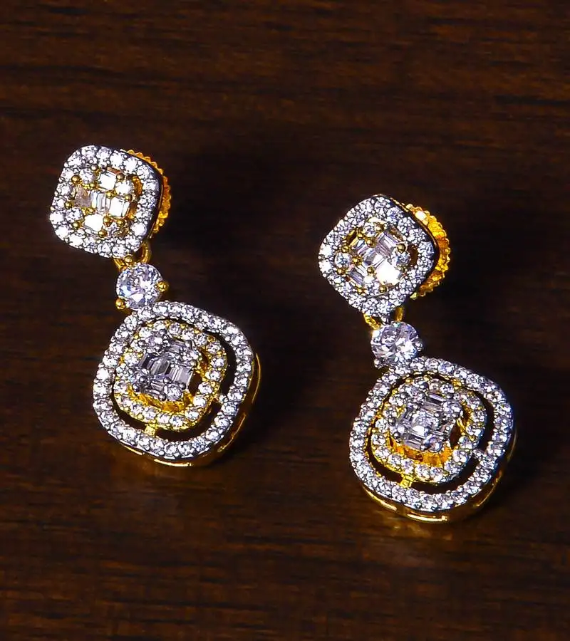 Gold plated american diamond embellished designer earrings 216ed246