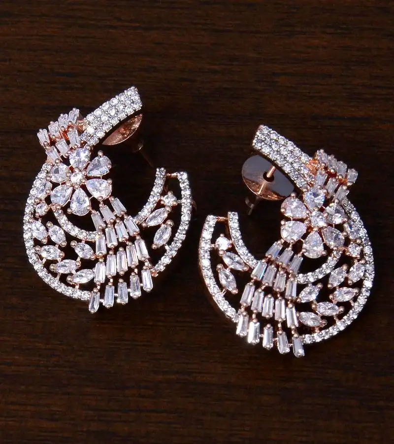 Rose gold plated aaa cz embellished american diamond earrings 216ed252