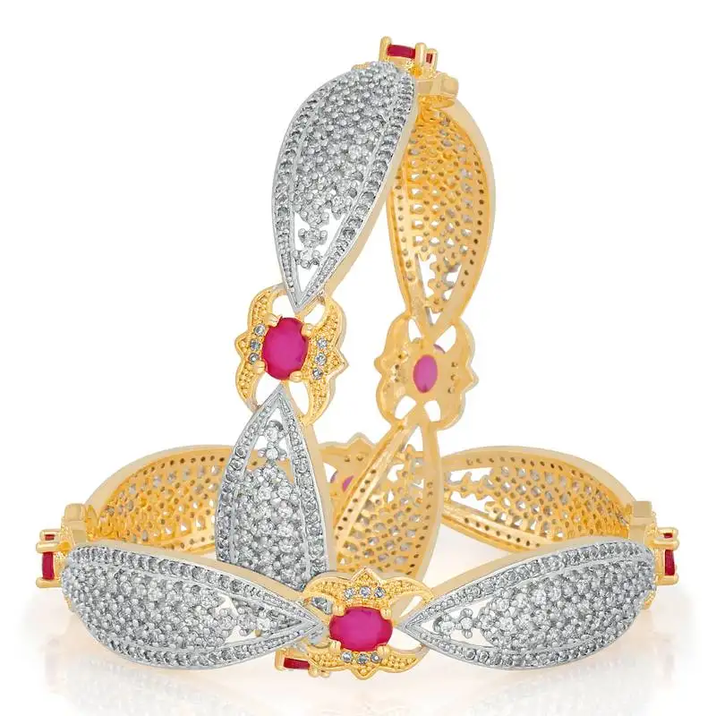 Red cubic zirconia bangles and bracelets