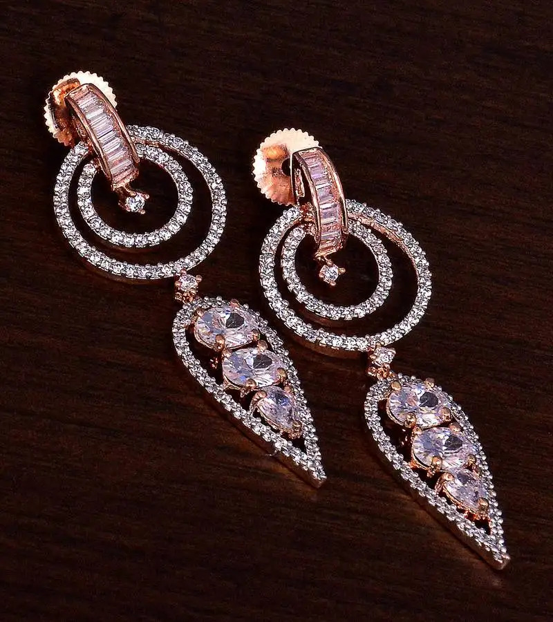 Rose gold plated american diamond earrings 216ed285