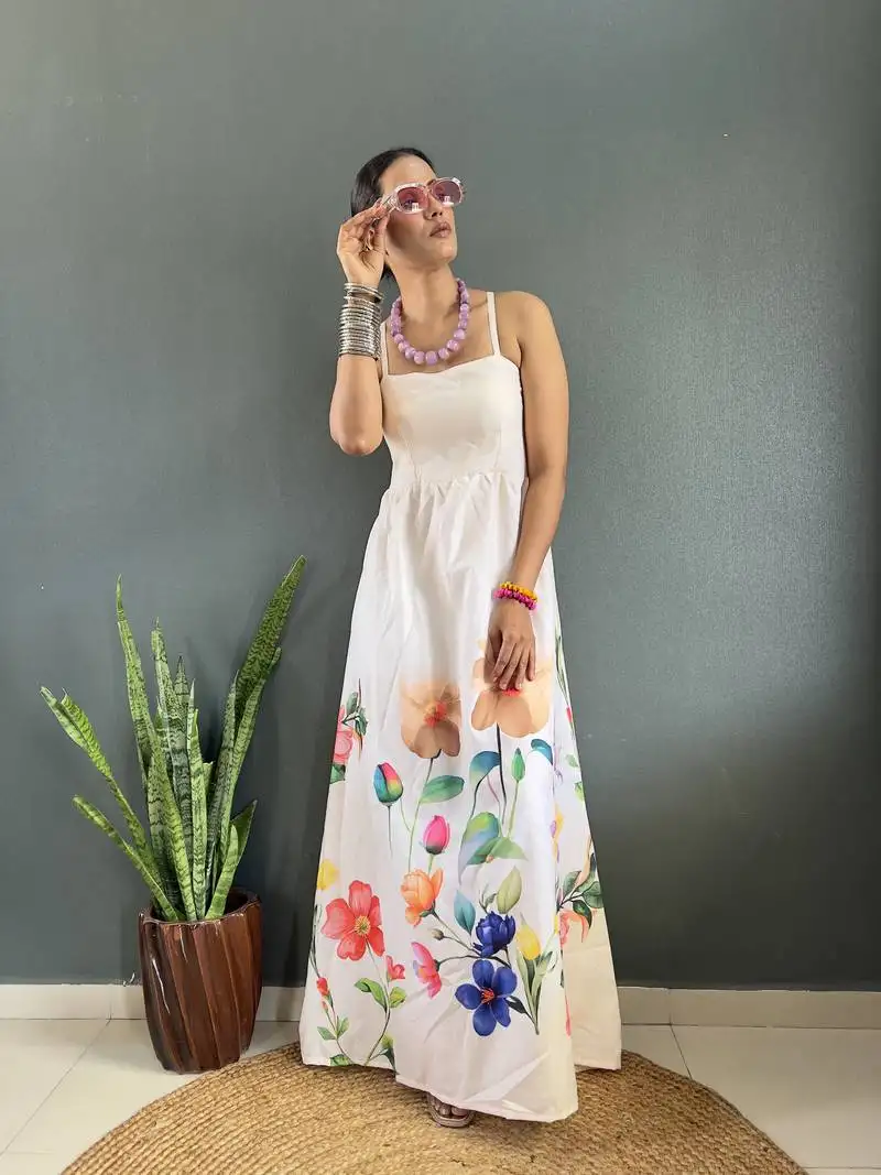 Rayon floral printed gown