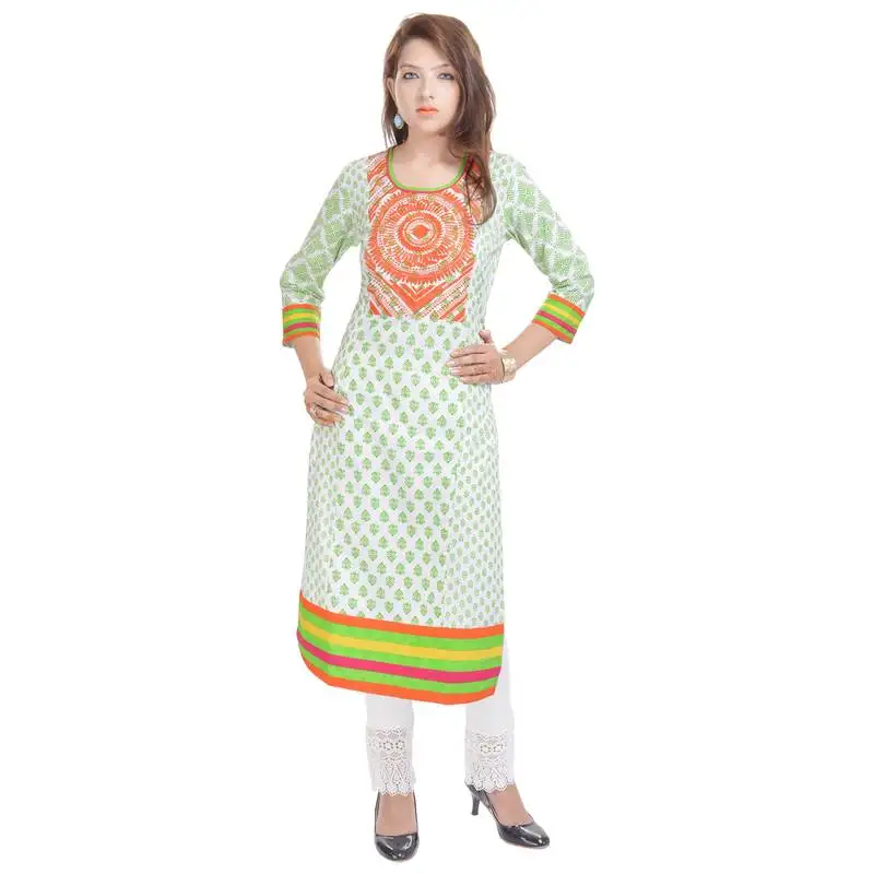 Geroo jaipur white embroidered cotton ethnic-kurtis