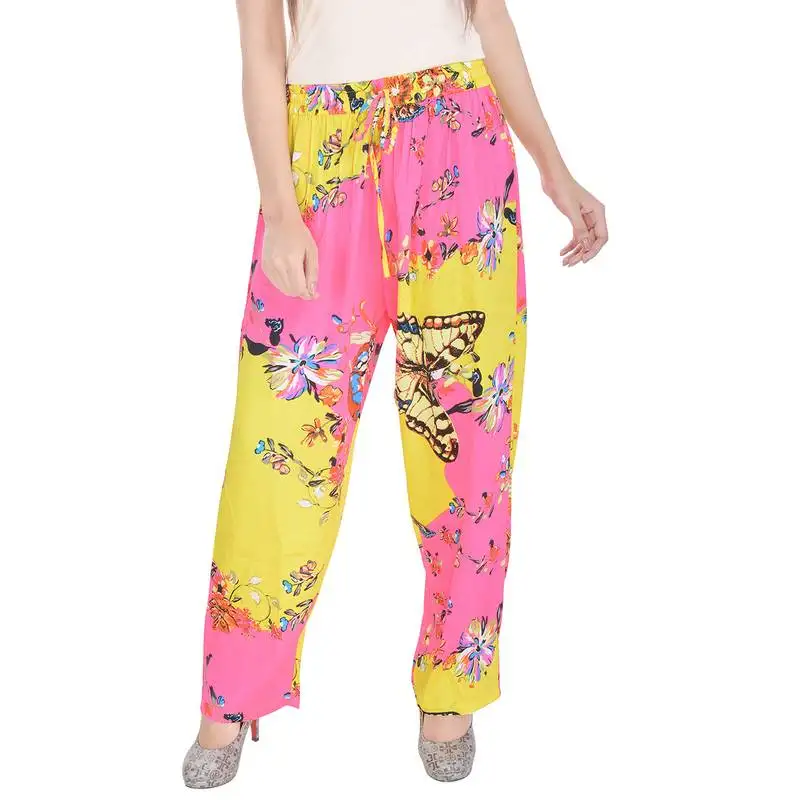 Yellow printed cotton trousers
