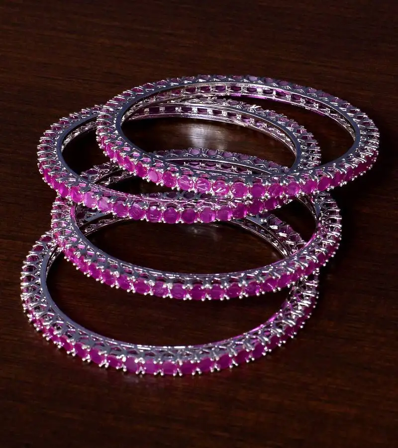 Rhodiuim plated ruby stone plated designer bangles bd420