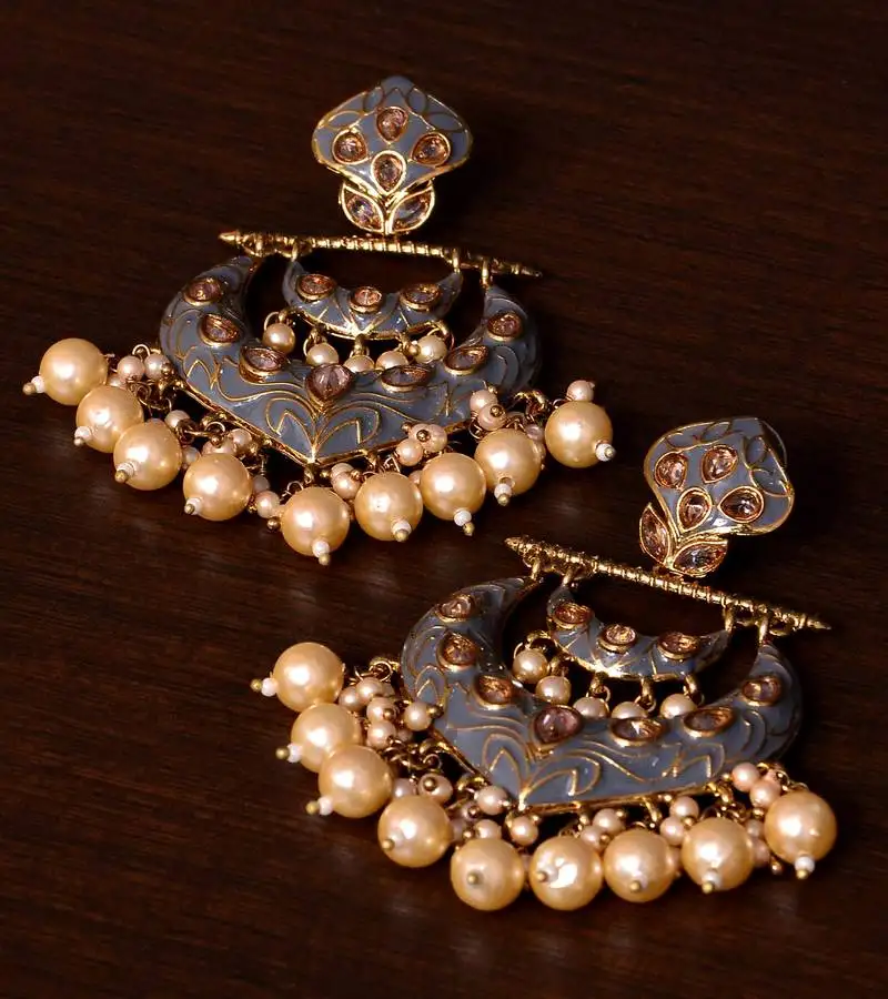 Kundan and pearls embellished designer earrings 217ed214
