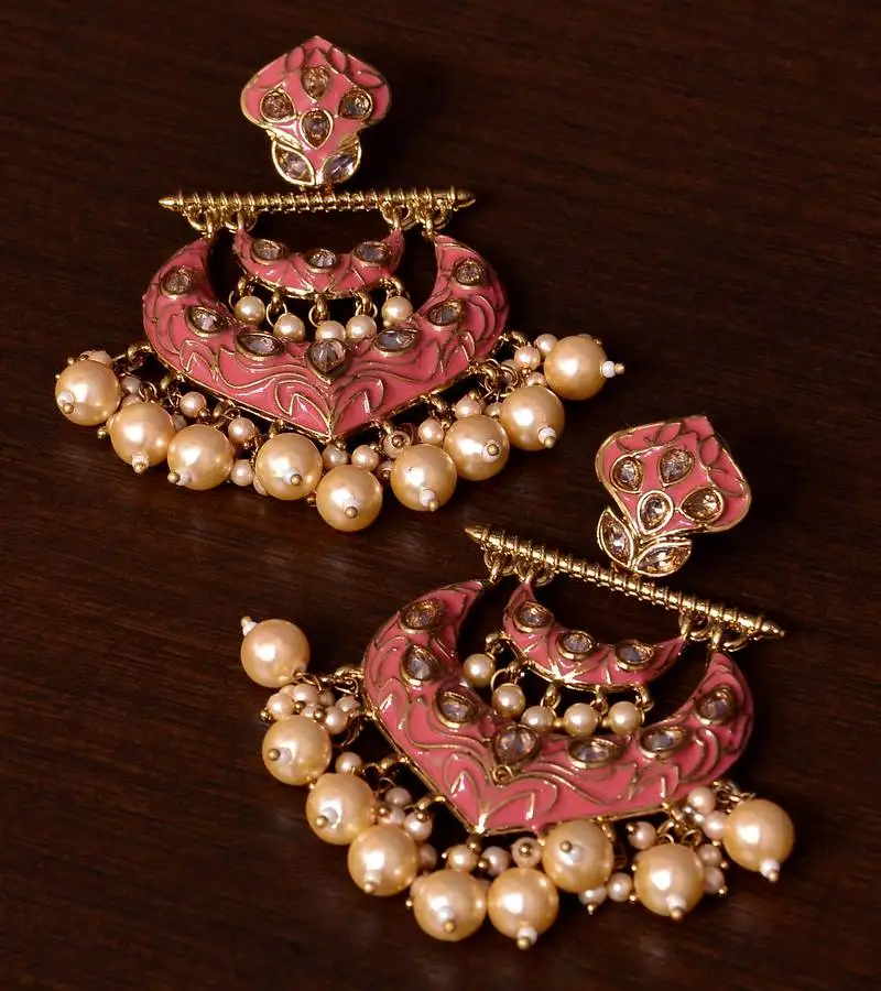 Kundan and pearls embellished designer earrings 217ed219