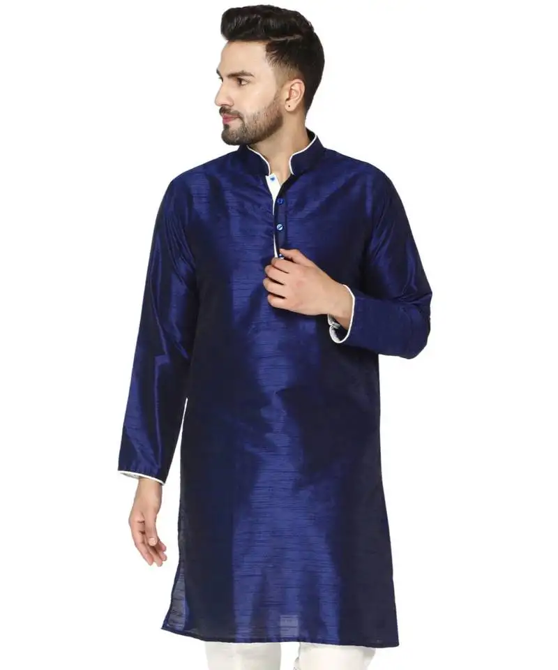 Blue plain artSilk kurta