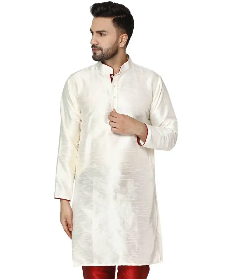 White plain artSilk kurta