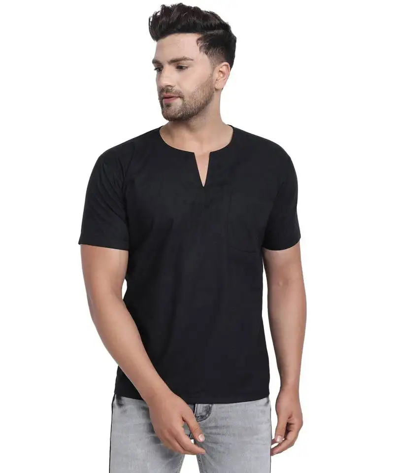 Black plain viscose men tshirts