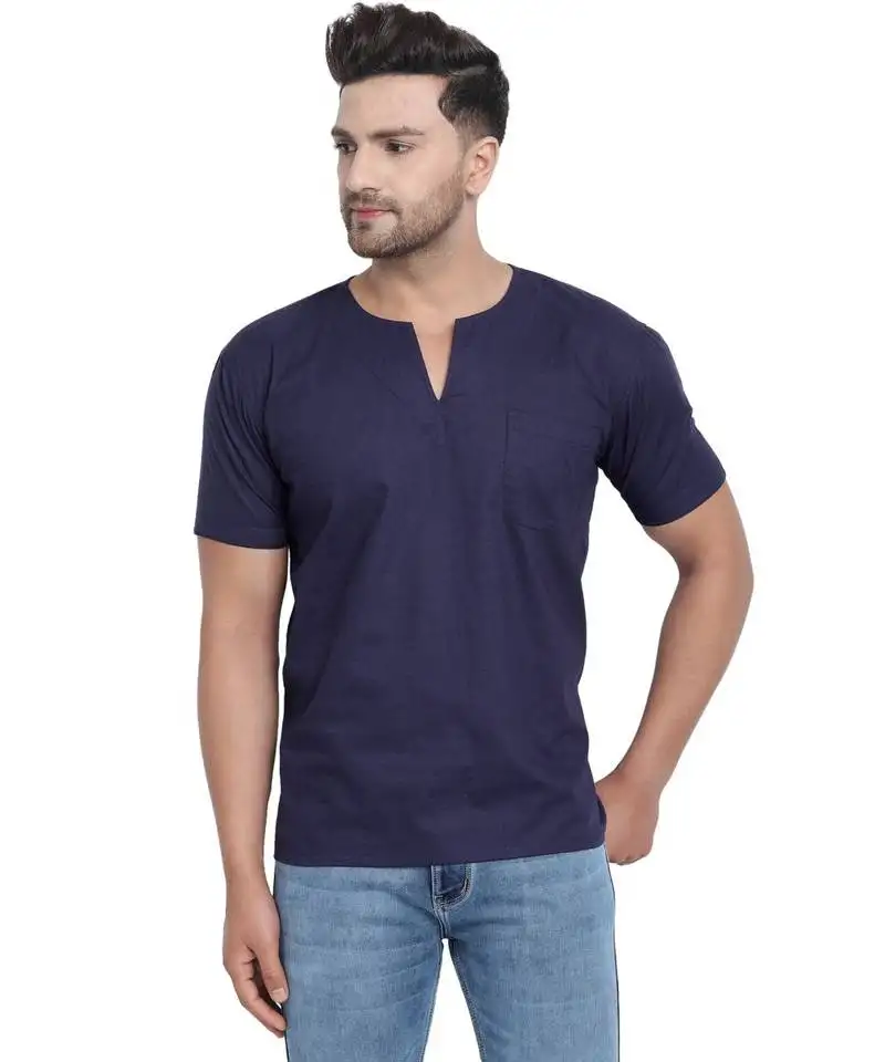 Blue plain viscose men tshirts