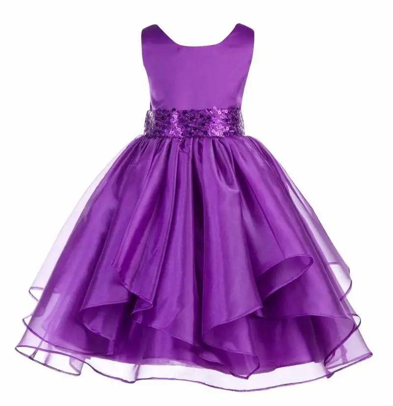 Purple plain polyester kids girl gowns