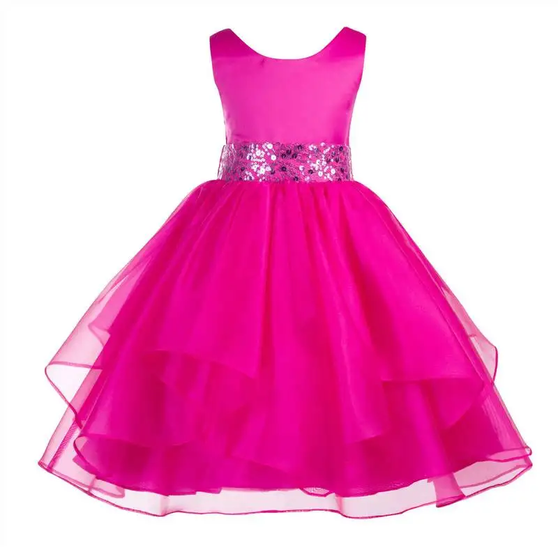 Pink plain polyester kids girl gowns