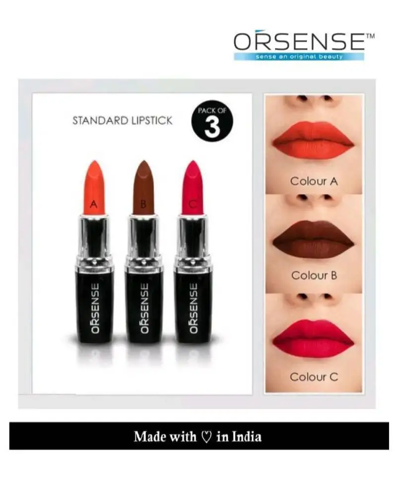 Orsense n::A creme lipstick multicolor multi spf 10 pack of 3 10 g