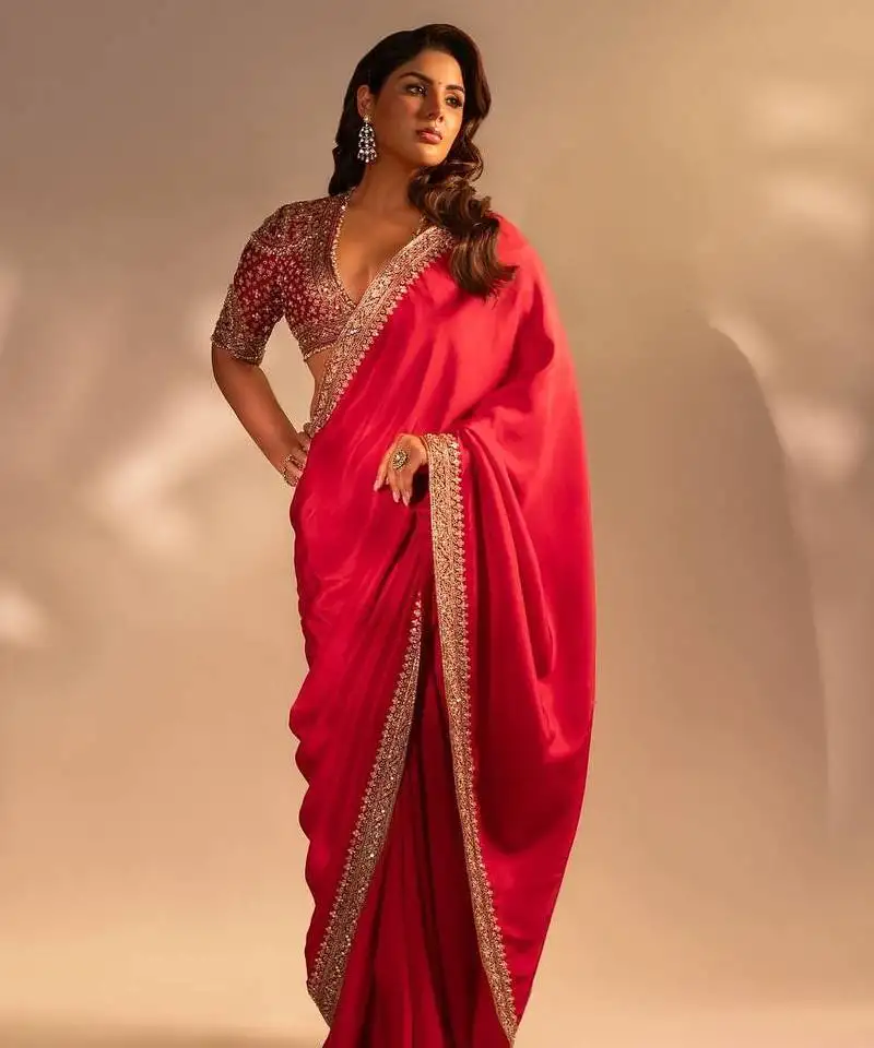 Beautiful soft rangoli silk sequence women's saree with blouse set