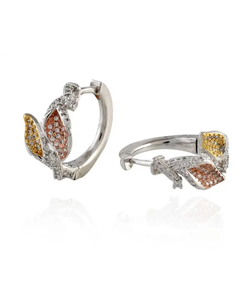 Three tone silver base designer leaf motive bali