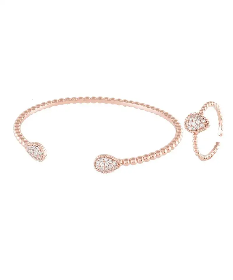Rosegold delicate daimond bracelet ring combo special gift for valentine