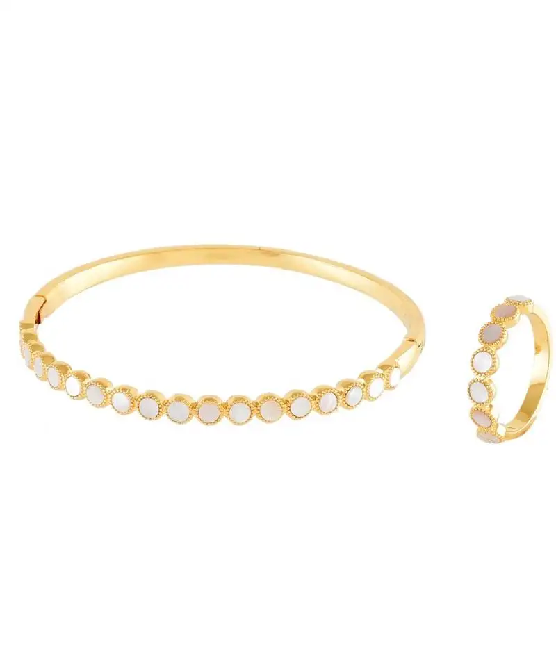 Golden beautiful shell pearl elegant bracelet ring combo special for valentine
