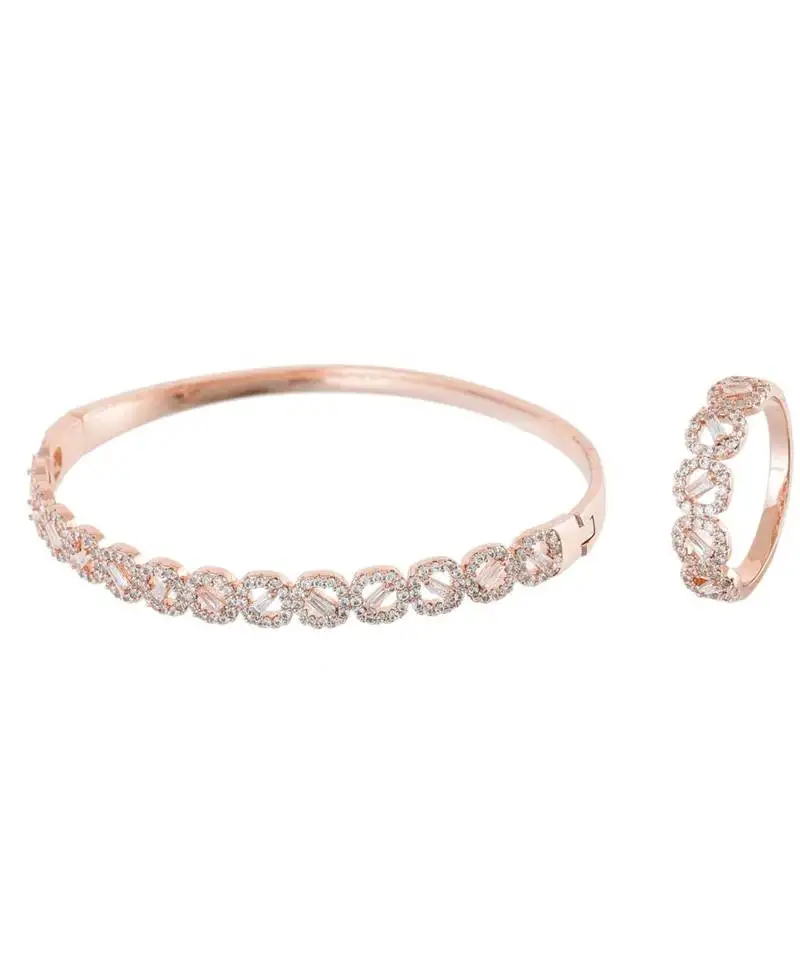 Rosegold classy elegant diamond bracelet ring combo special for valentine