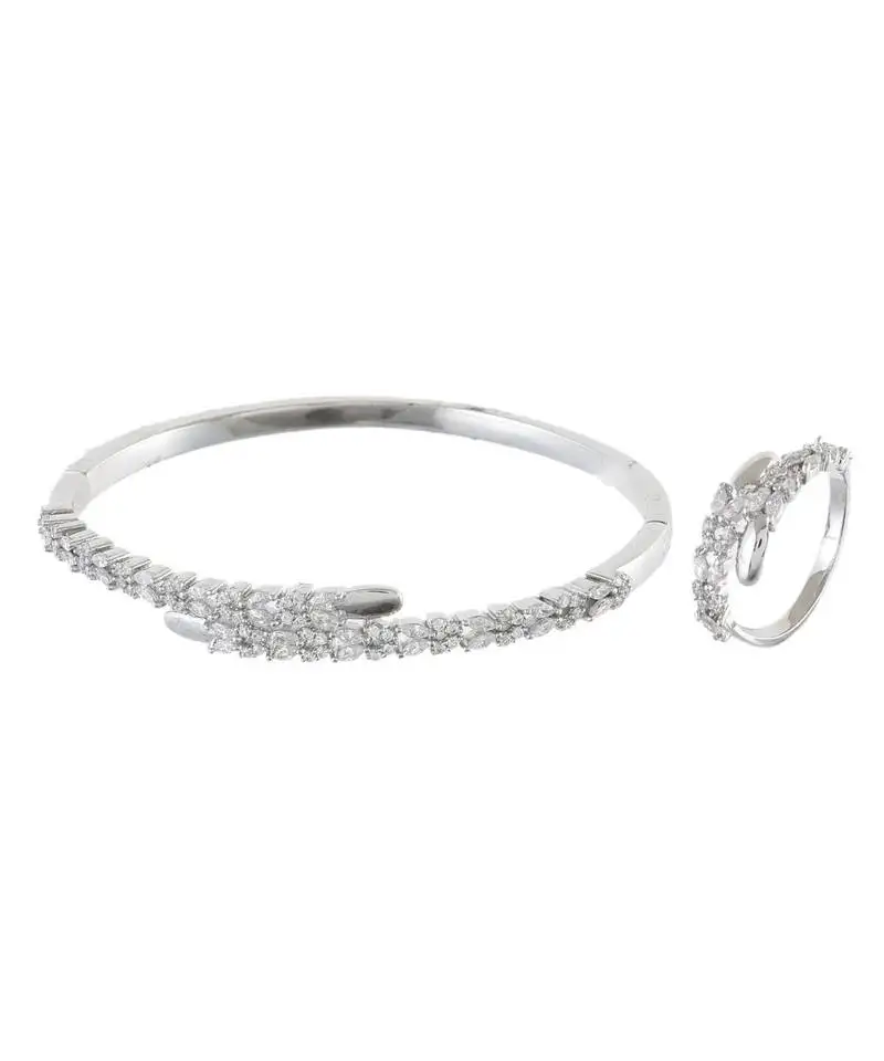 Silver royal classy diamond bracelet ring combo special for valentine