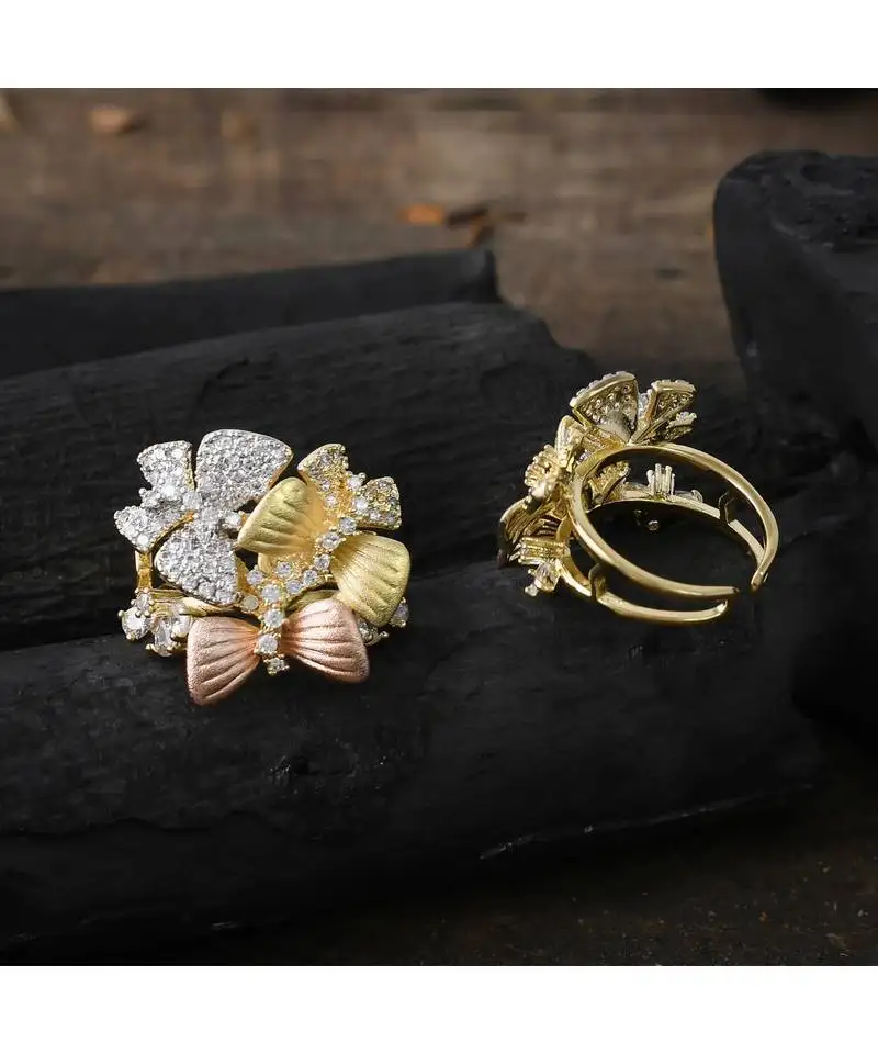 Three in one cute beautiful butterfly design ring