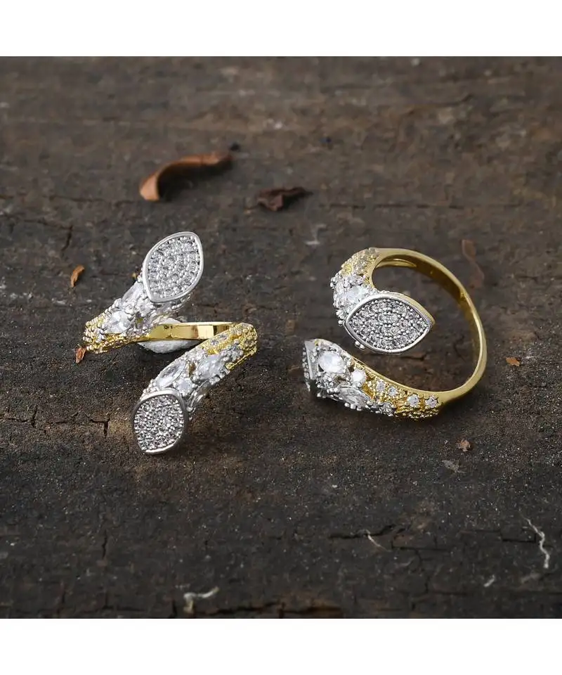 Delicate stylish adjustable beautiful silver golden ring