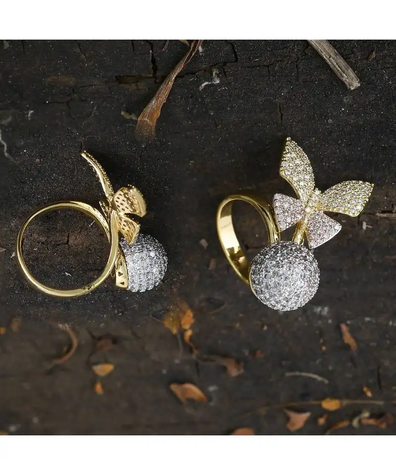 Rose gold designer butterfly ring