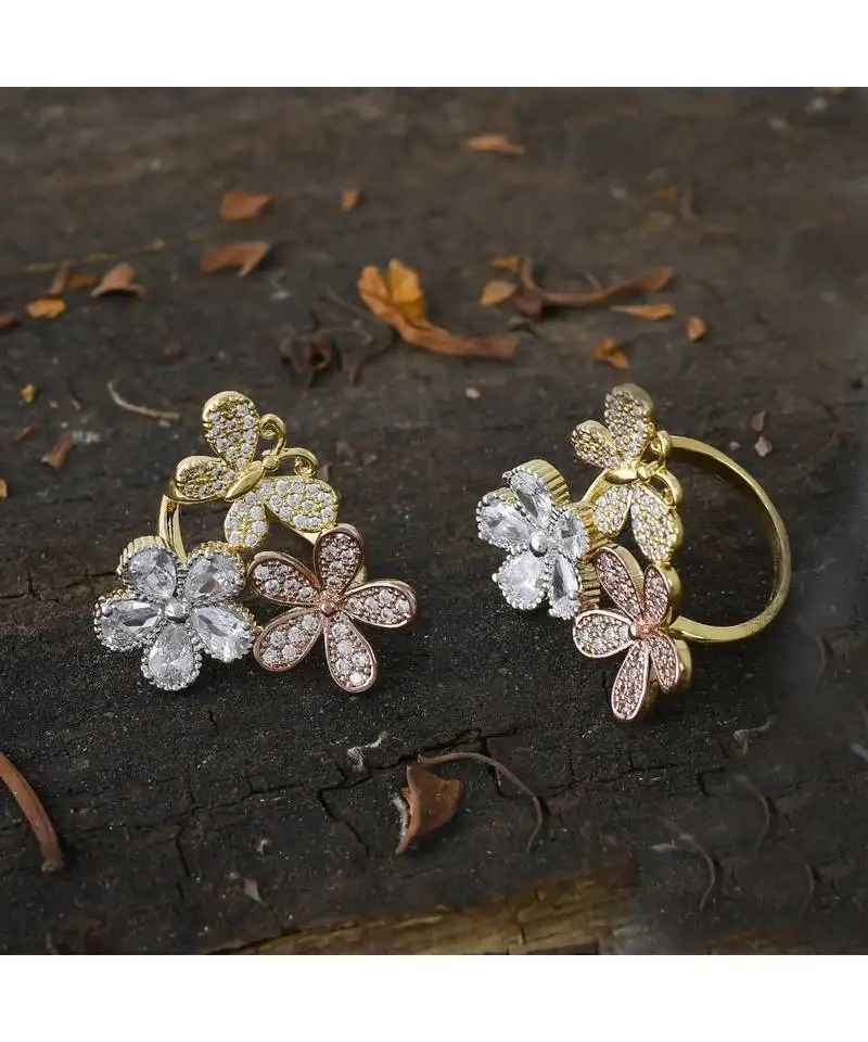 Rose gold designer flower ring