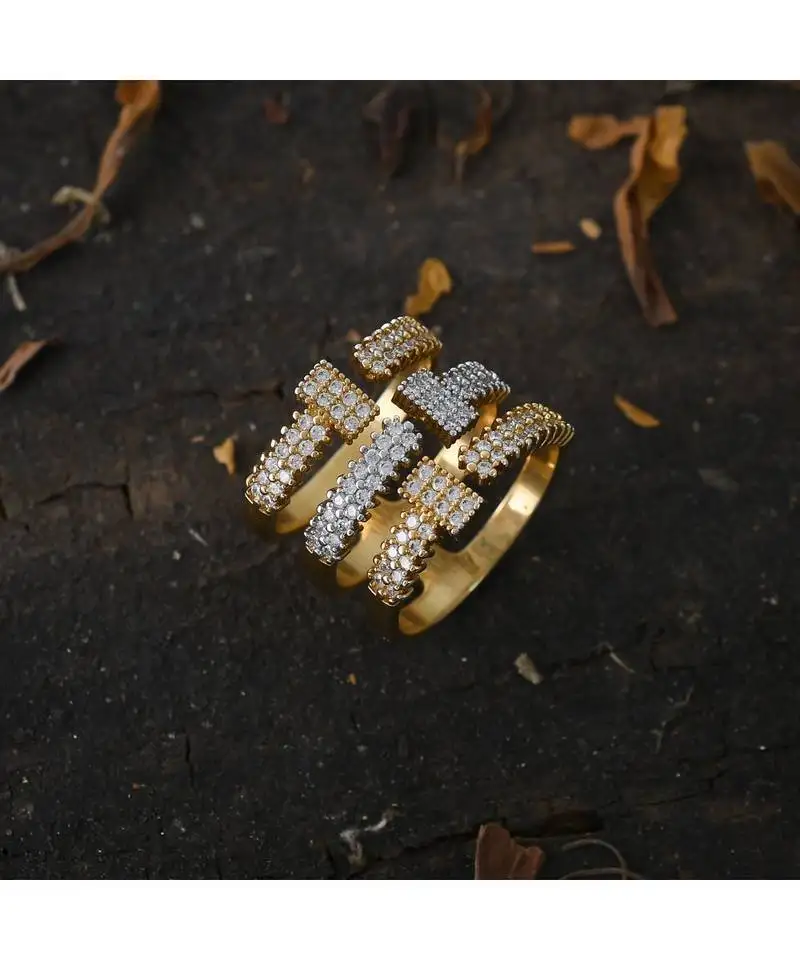 Three tone stylish designer diamond ring