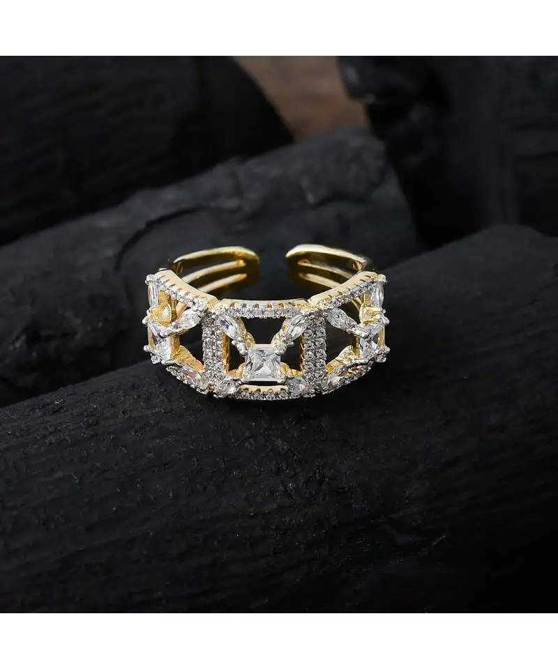 Golden silver designer cute diamond ring