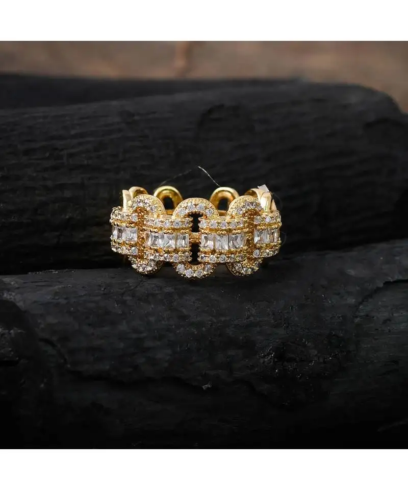 Golden elegant smart look diamond ring