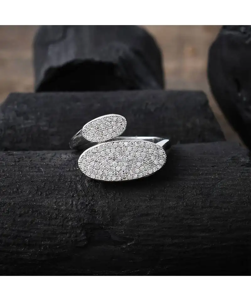 Silver designer stylish smart diamond ring