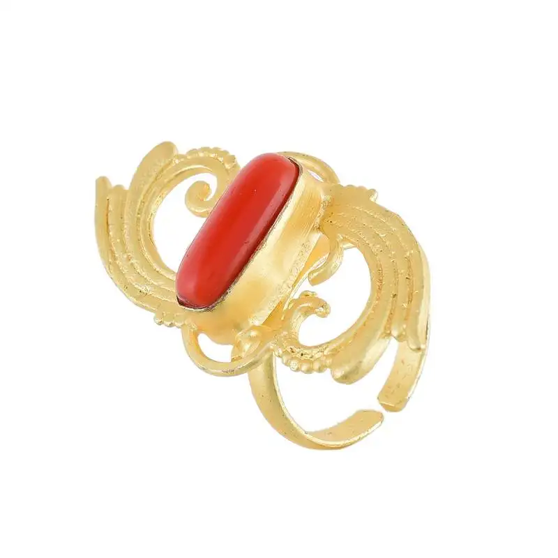 Golden with red coral smart stylish ring